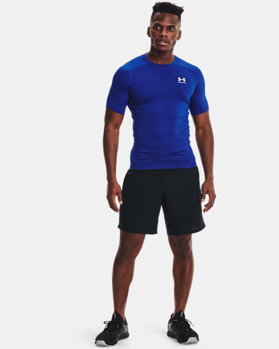 Men's HeatGear® Armour Short Sleeve, Blue, pdpMainDesktop image number 2